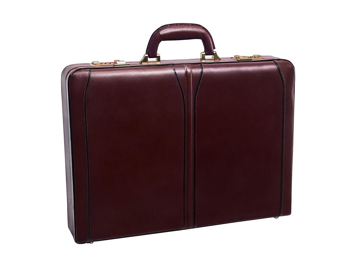 McKlein Lawson V Series Leather Attache, Laptop Compatible, Burgundy (80456)