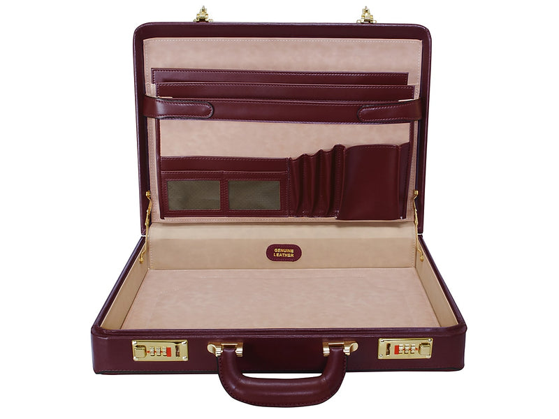 McKlein Lawson V Series Leather Attache, Laptop Compatible, Burgundy (80456)