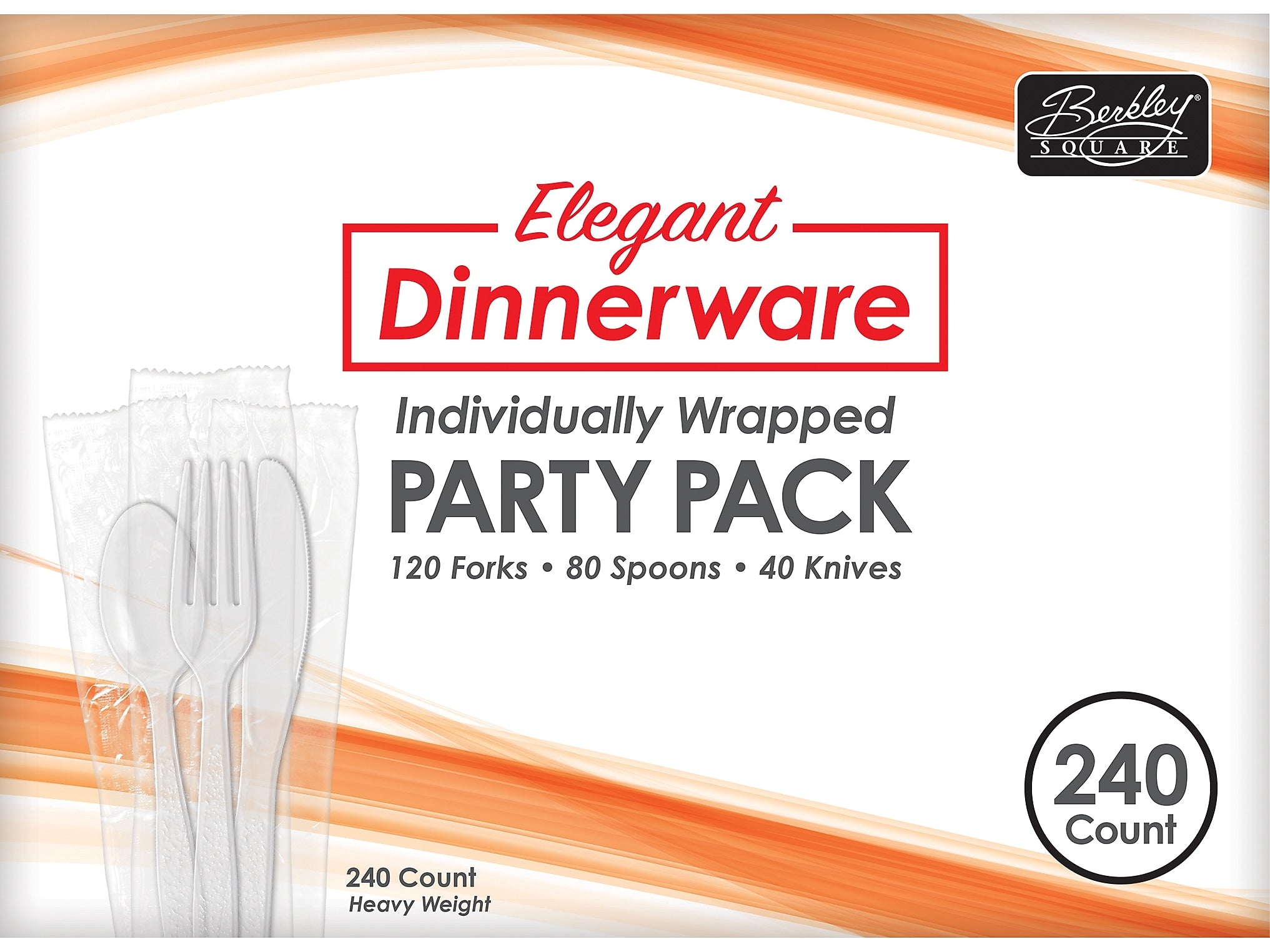 Berkley Square Elegant Dinnerware Polystyrene Assorted Cutlery, Heavy-Weight, White, 240/Box (1088508)