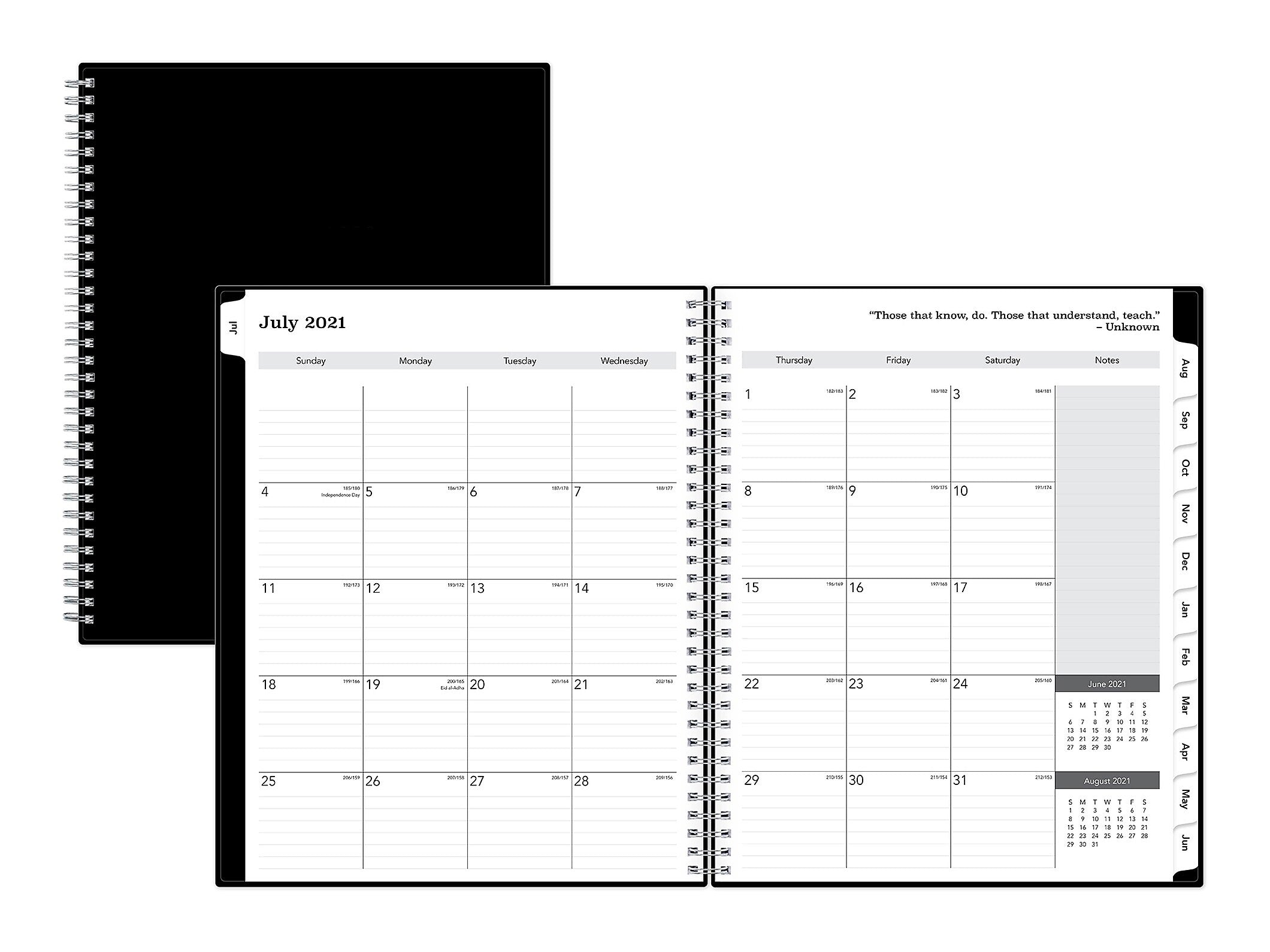 2022-2023 Blue Sky 8.5" x 11" Teacher's Weekly/Monthly Lesson Planner, Solid Black (BLS134433)