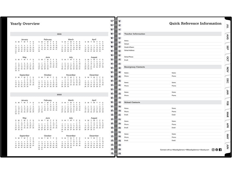 2022-2023 Blue Sky 8.5" x 11" Teacher's Weekly/Monthly Lesson Planner, Solid Black (BLS134433)
