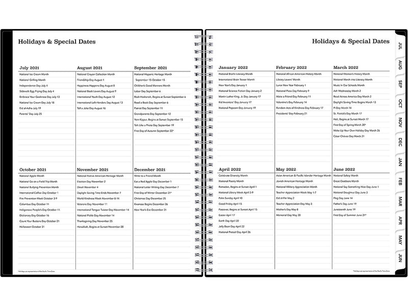 2022-2023 Blue Sky 8.5" x 11" Teacher's Weekly/Monthly Lesson Planner, Solid Black (BLS134433)