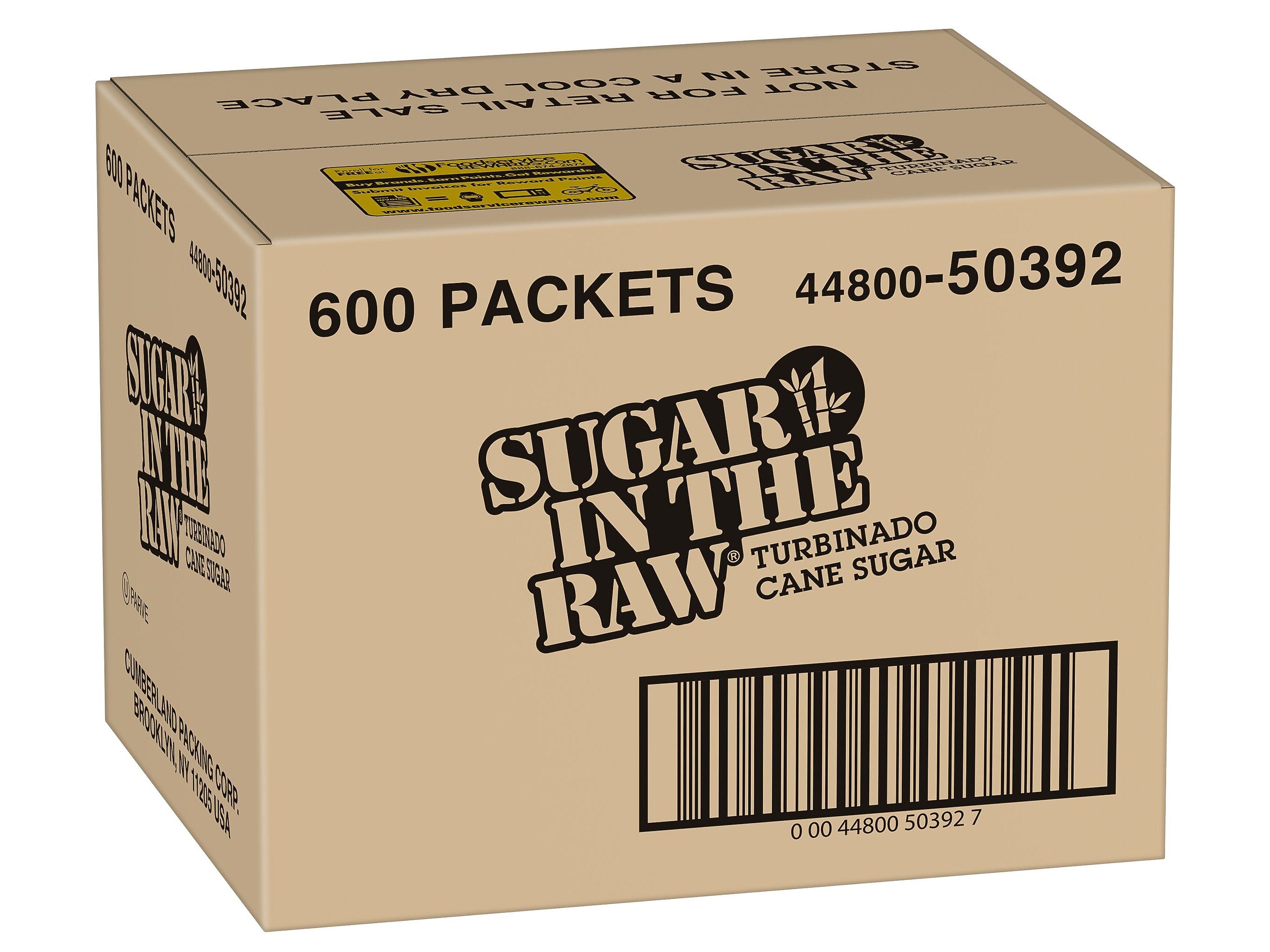 Sugar In The Raw Turbinado Cane Sugar Packets, 600/Carton (4480050392)