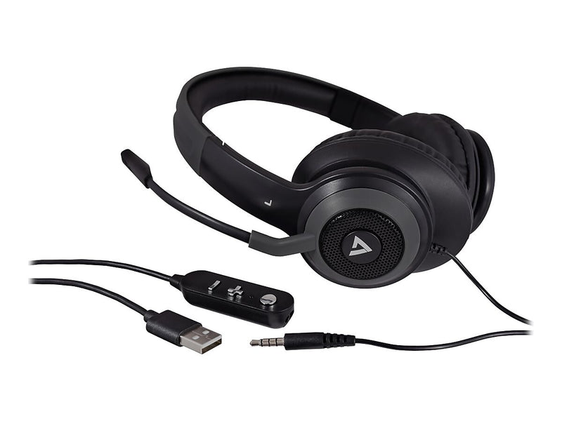 V7 Noise Canceling Stereo Headset, Over-the-Head, Black/Gray (HC701)