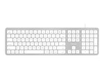 Macally Ultra Slim Wired Keyboard, White/Gray (WKEYHUBMB)