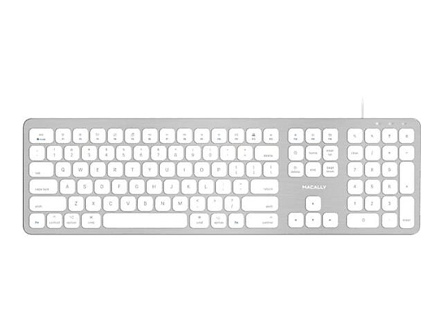 Macally Ultra Slim Wired Keyboard, White/Gray (WKEYHUBMB)