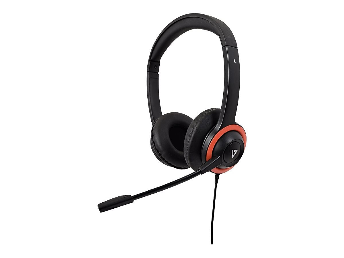 V7 Stereo Headset, Over-the-Head, Red/Black (HA530E)