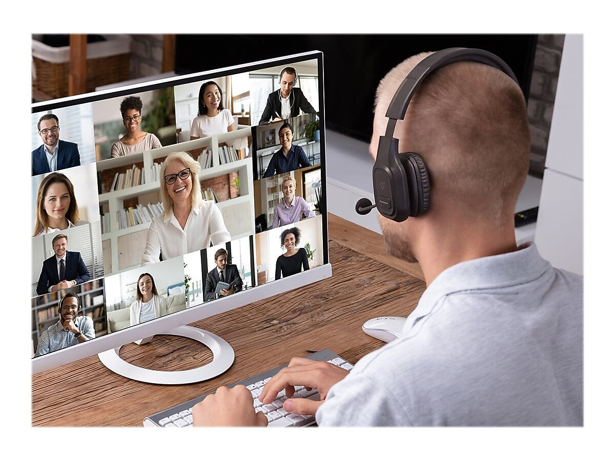 Aluratek Wireless Mono Headset, Over-the-Head, Black (ABHM100F)