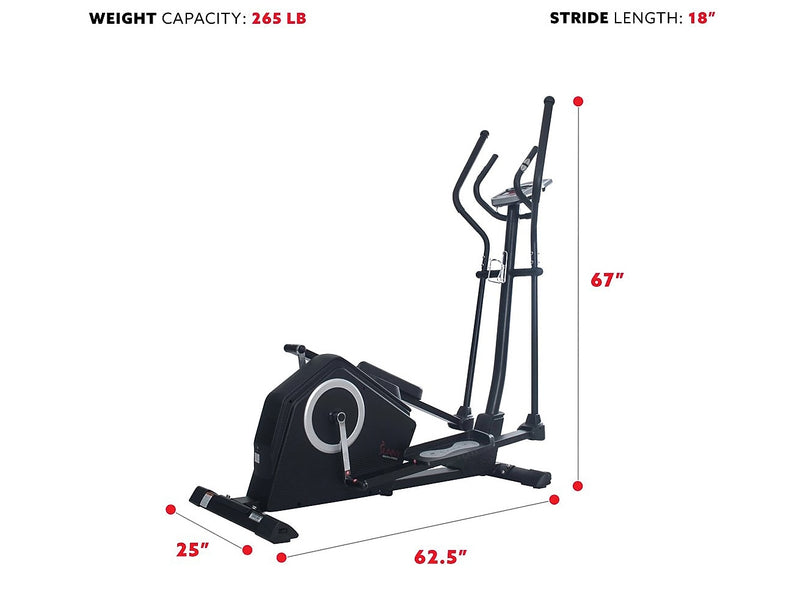 Sunny Health & Fitness Programmable Cardio Elliptical Trainer, 18" Stride (SF-E3890)