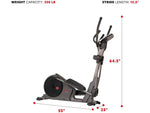 Sunny Health and Fitness Pre-Programmed Elliptical Trainer, 15.5" Stride (SF-E3912)