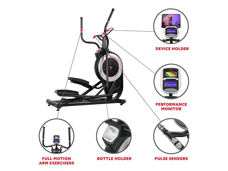 Sunny Health & Fitness Programmable Elliptical Trainer, 19.5" Stride (SF-E3875)