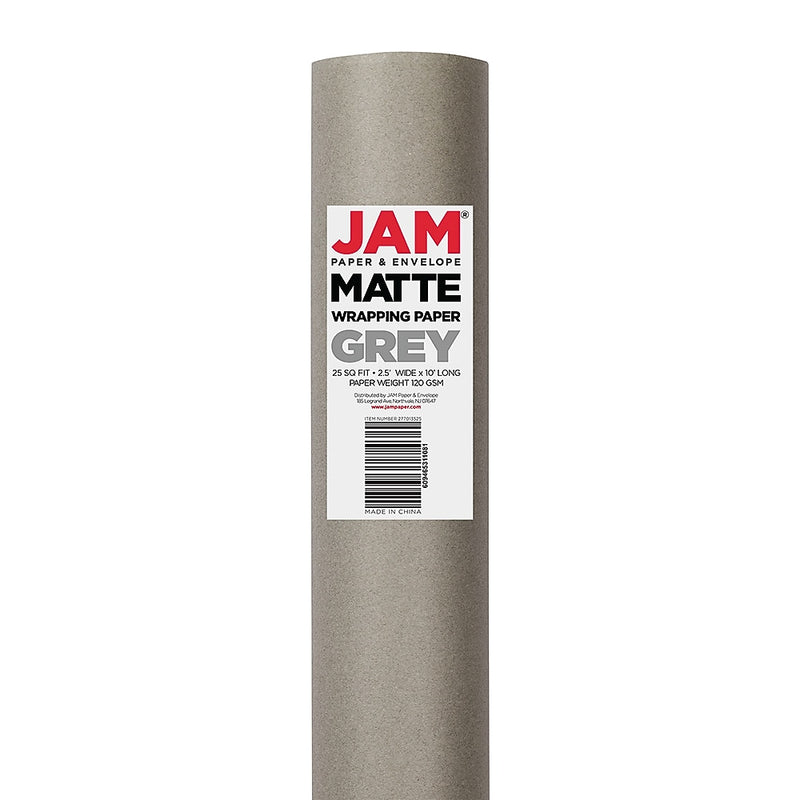 JAM Paper Wrapping Paper, 25 Sq. ft. x 30", Matte Slate Grey, 2/Pack (277013525A)