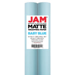 JAM Paper Wrapping Paper, 25 Sq. ft. x 30", Matte Light Baby Blue/Pool Blue, 2/Pack (170128192A)