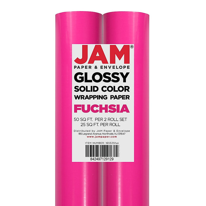 JAM Paper Wrapping Paper, 25 Sq. ft. x 30", Fuchsia, 2/Pack (165S25FUA)
