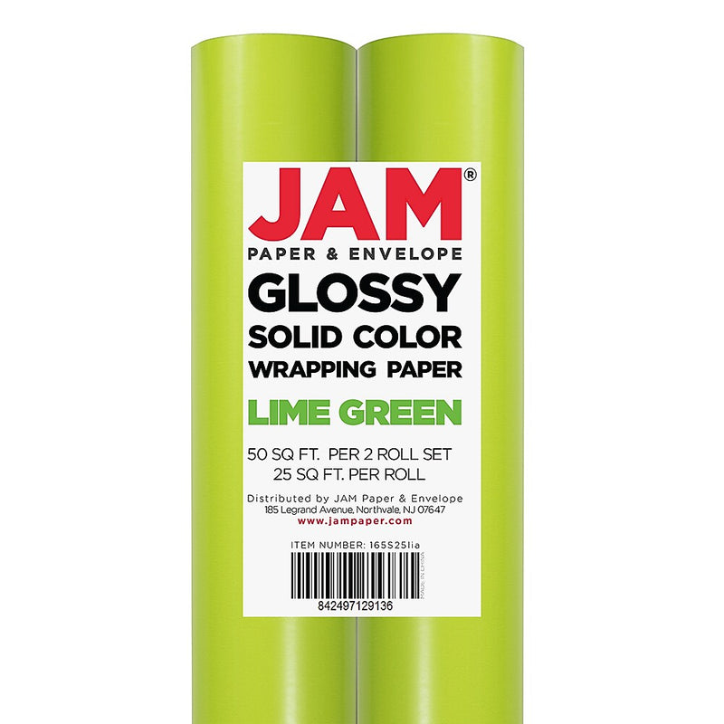 JAM Paper Wrapping Paper, 25 Sq. ft. x 30", Lime Green, 2/Pack (165S25LIA)