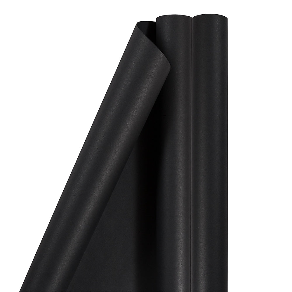 JAM Paper Wrapping Paper, 25 Sq. ft. x 30", Matte Black, 2/Pack (277013526A)
