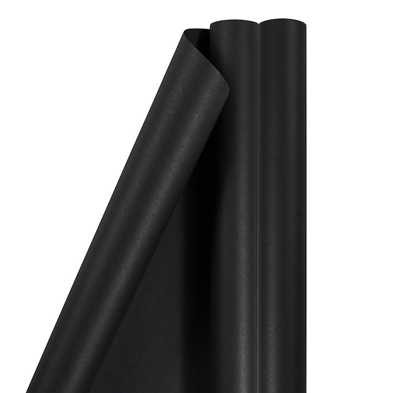 JAM Paper Wrapping Paper, 25 Sq. ft. x 30", Matte Black, 2/Pack (277013526A)