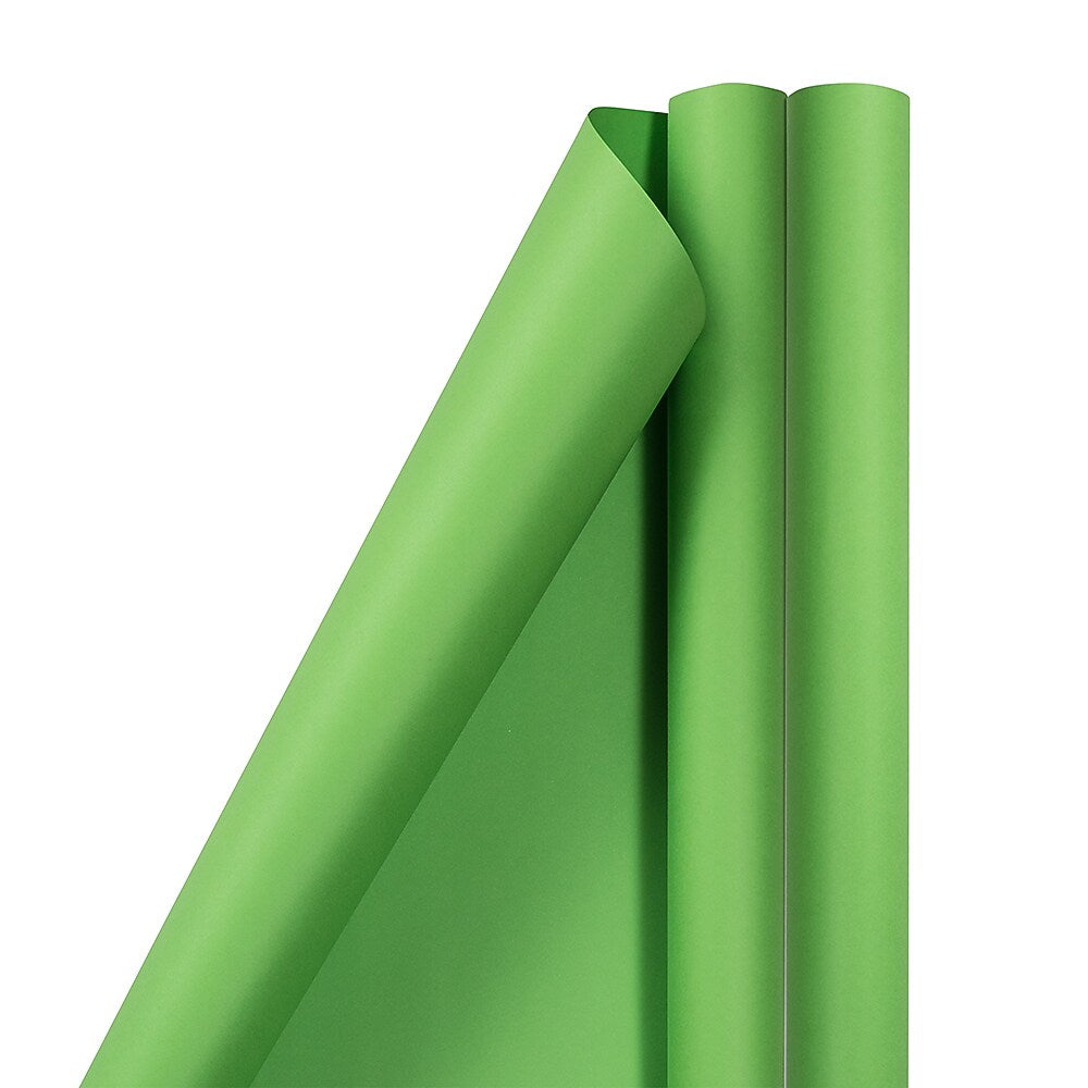JAM Paper Wrapping Paper, 25 Sq. ft. x 30", Matte Lime Green, 2/Pack (170134225A)
