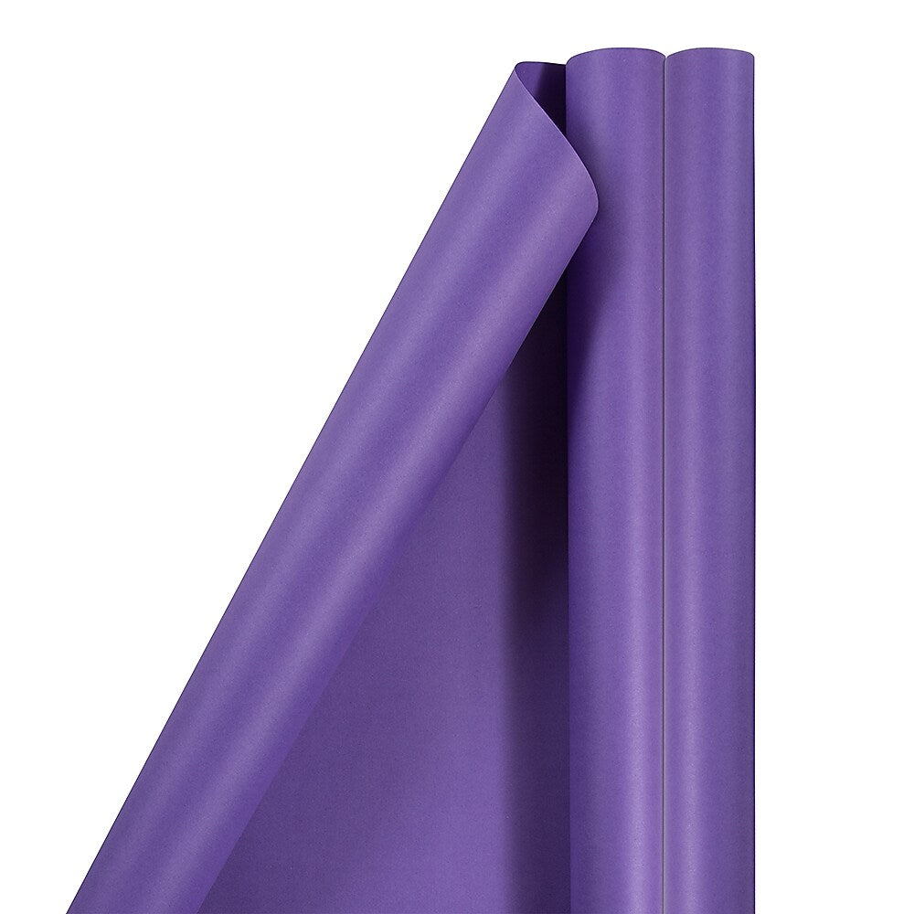JAM Paper Wrapping Paper, 25 Sq. ft. x 30", Matte Purple, 2/Pack (170134226A)