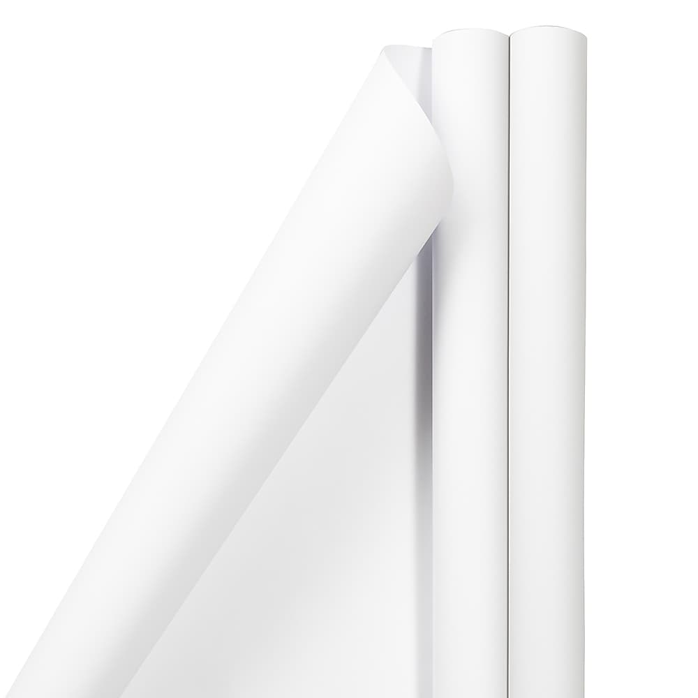 JAM Paper Wrapping Paper, 25 Sq. ft. x 30", Matte White, 2/Pack (170128241A)