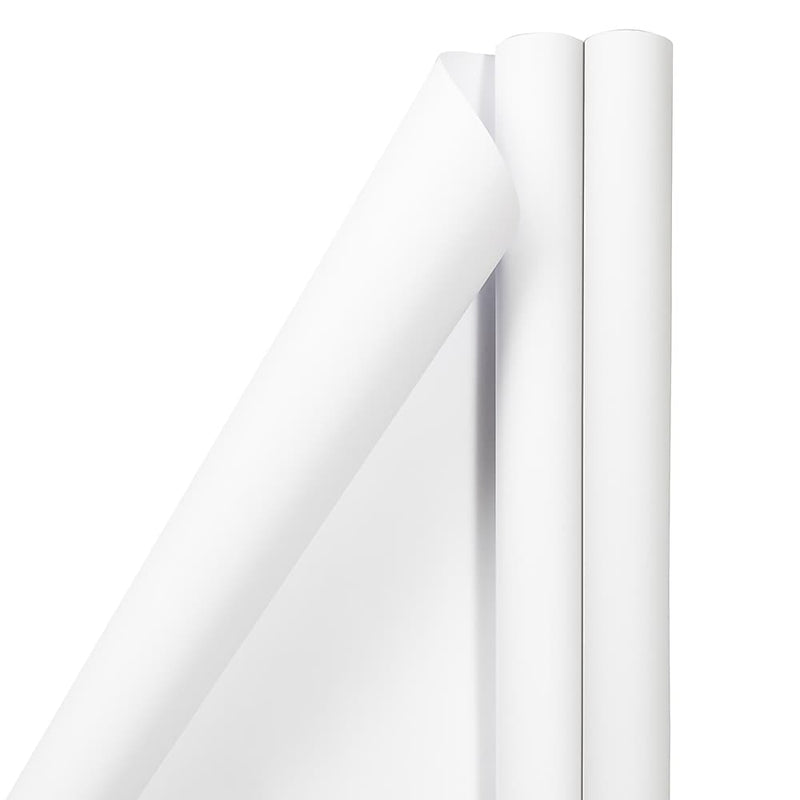 JAM Paper Wrapping Paper, 25 Sq. ft. x 30", Matte White, 2/Pack (170128241A)