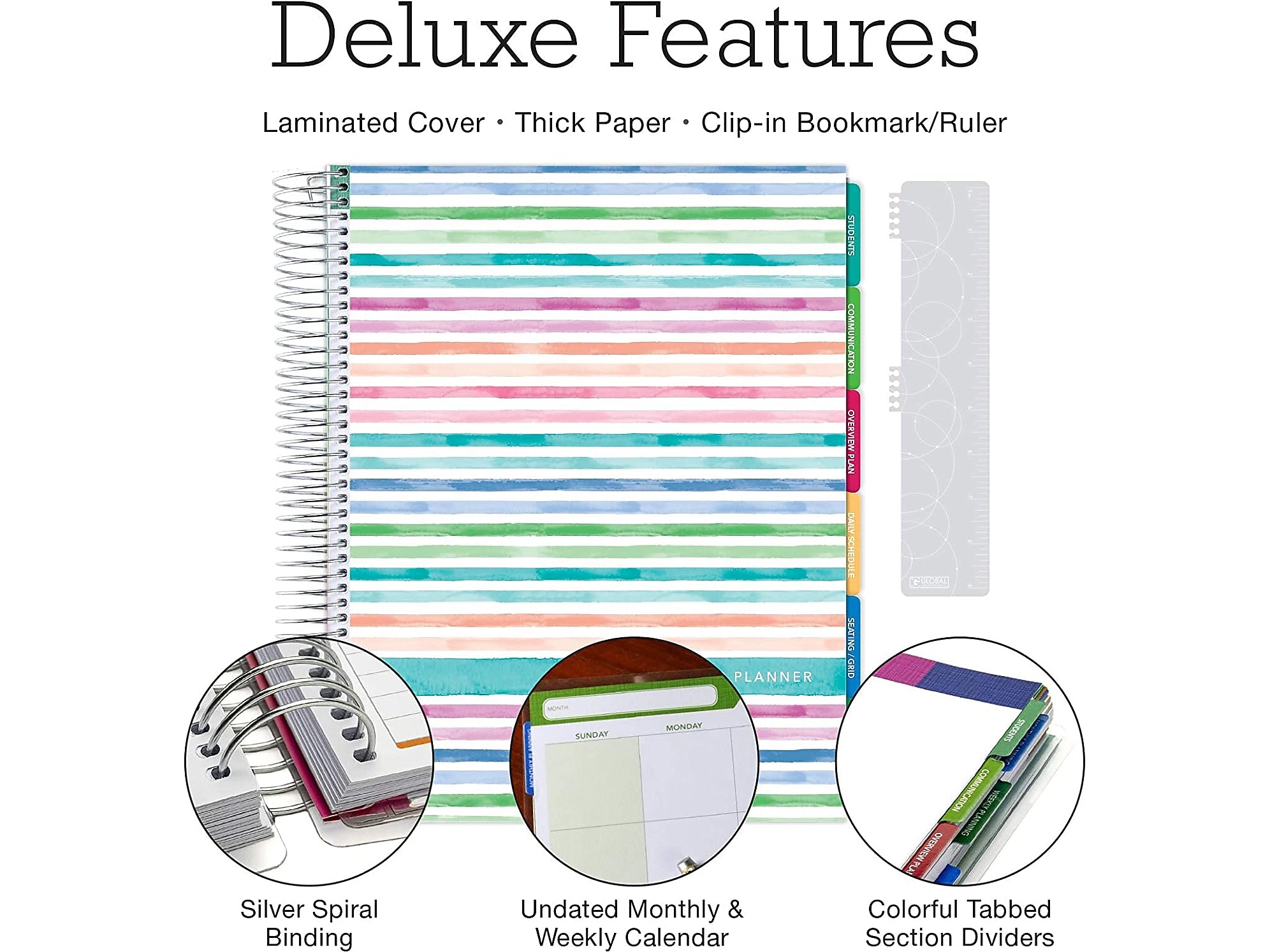 Global Printed Products Deluxe 8.5" x 11" Teacher Academic Planner, Multicolor (DTP-0001-U22-S)