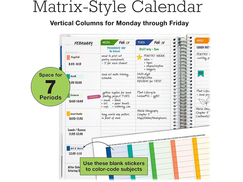 Global Printed Products Deluxe 8.5" x 11" Teacher Academic Planner, Multicolor (DTP-0001-U22-S)