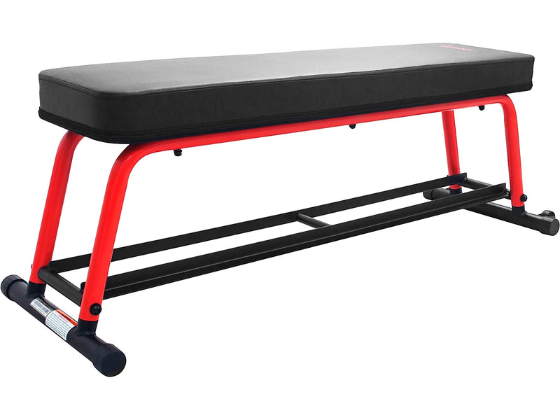 Sunny Health & Fitness Power Zone Black/Red Strength Flat Bench, 1000 Lbs. Weight Capacity (SF-BH6996)