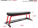Sunny Health & Fitness Power Zone Black/Red Strength Flat Bench, 1000 Lbs. Weight Capacity (SF-BH6996)