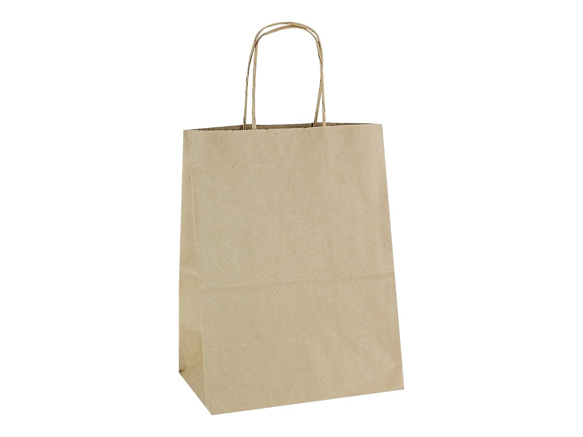 10.5" x 8.25" x 4.75" Kraft Paper Shopping Bags, Kraft, 250/Carton (KRAFT8510)