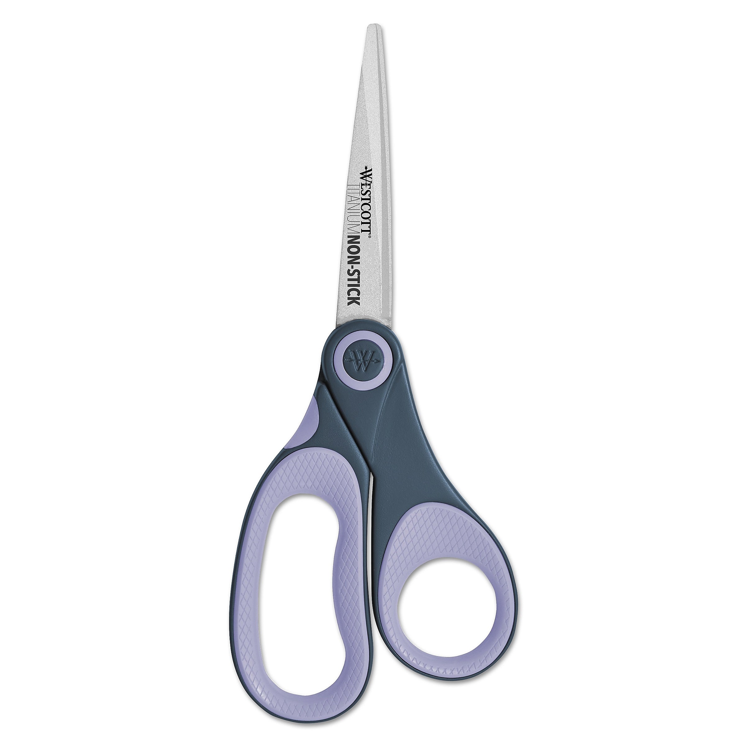Westcott Non-Stick Titanium Bonded Scissors, 8" Long, 3.25" Cut Length, Gray/Purple Straight Handle (ACM14910)