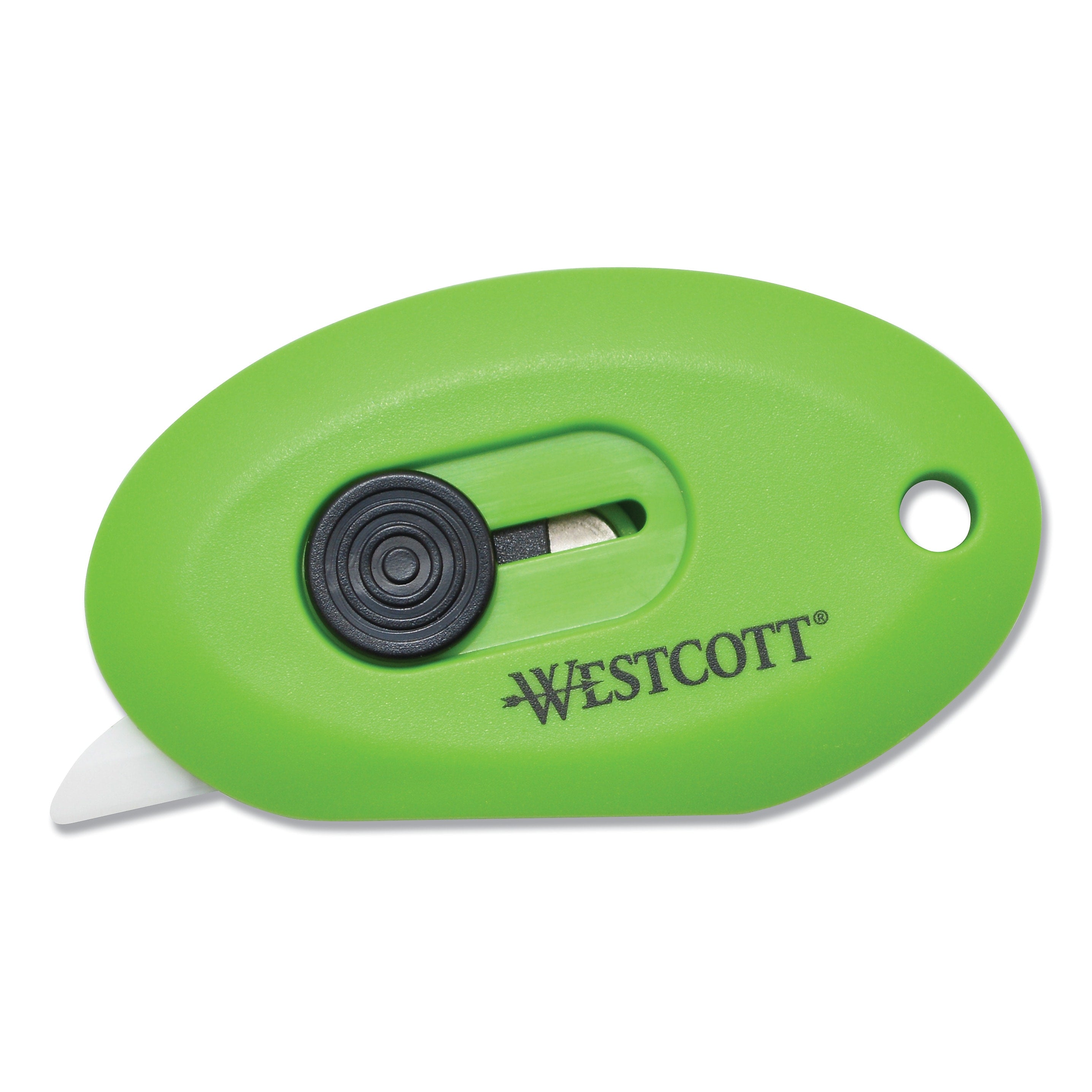 Westcott Compact Safety Ceramic Blade Box Cutter, 2.5", Retractable Blade, Green (ACM16474)