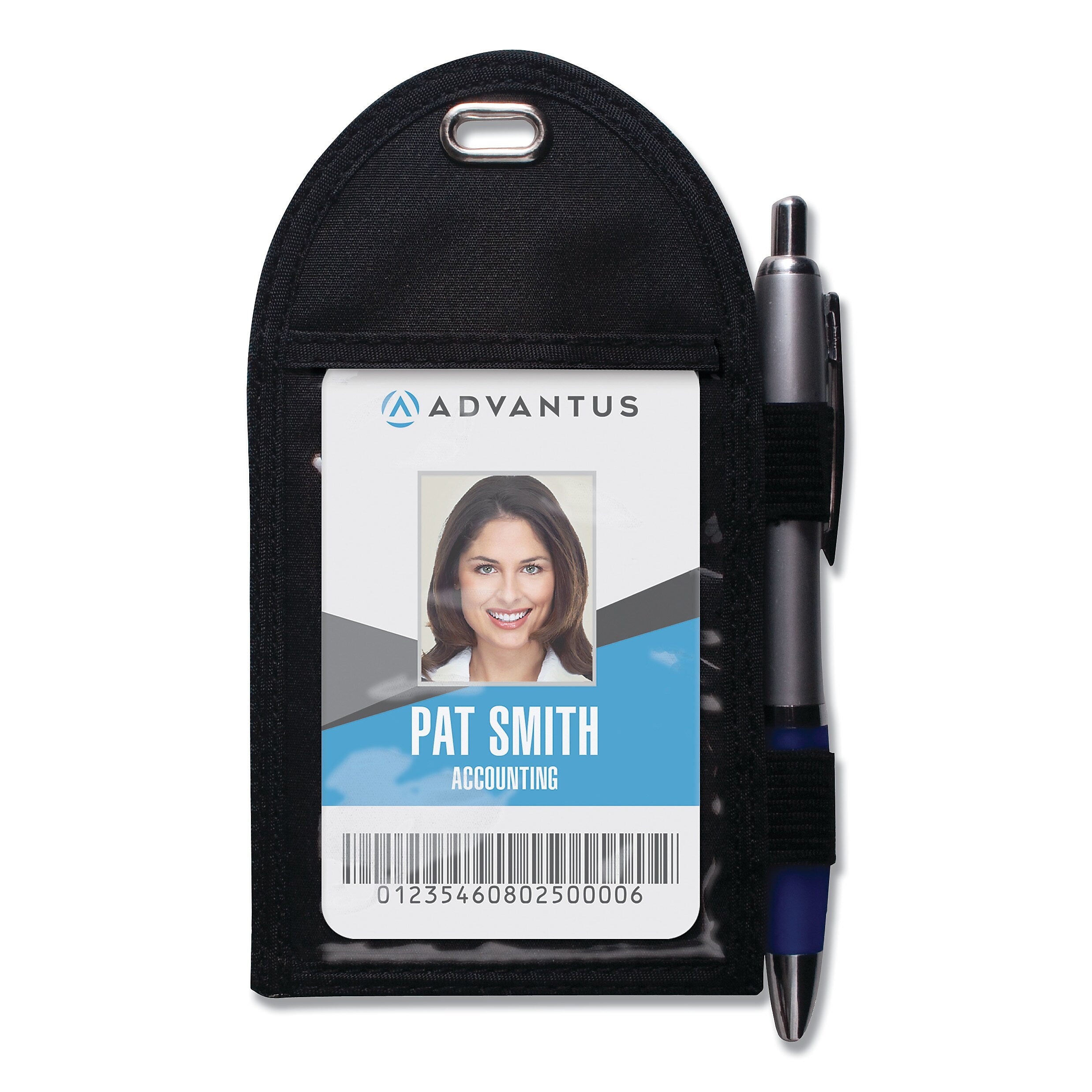 Advantus Badge Holder with Pen Loop, Vertical, 3 1/4" x 6", Black, 12/Box (AVT75648)