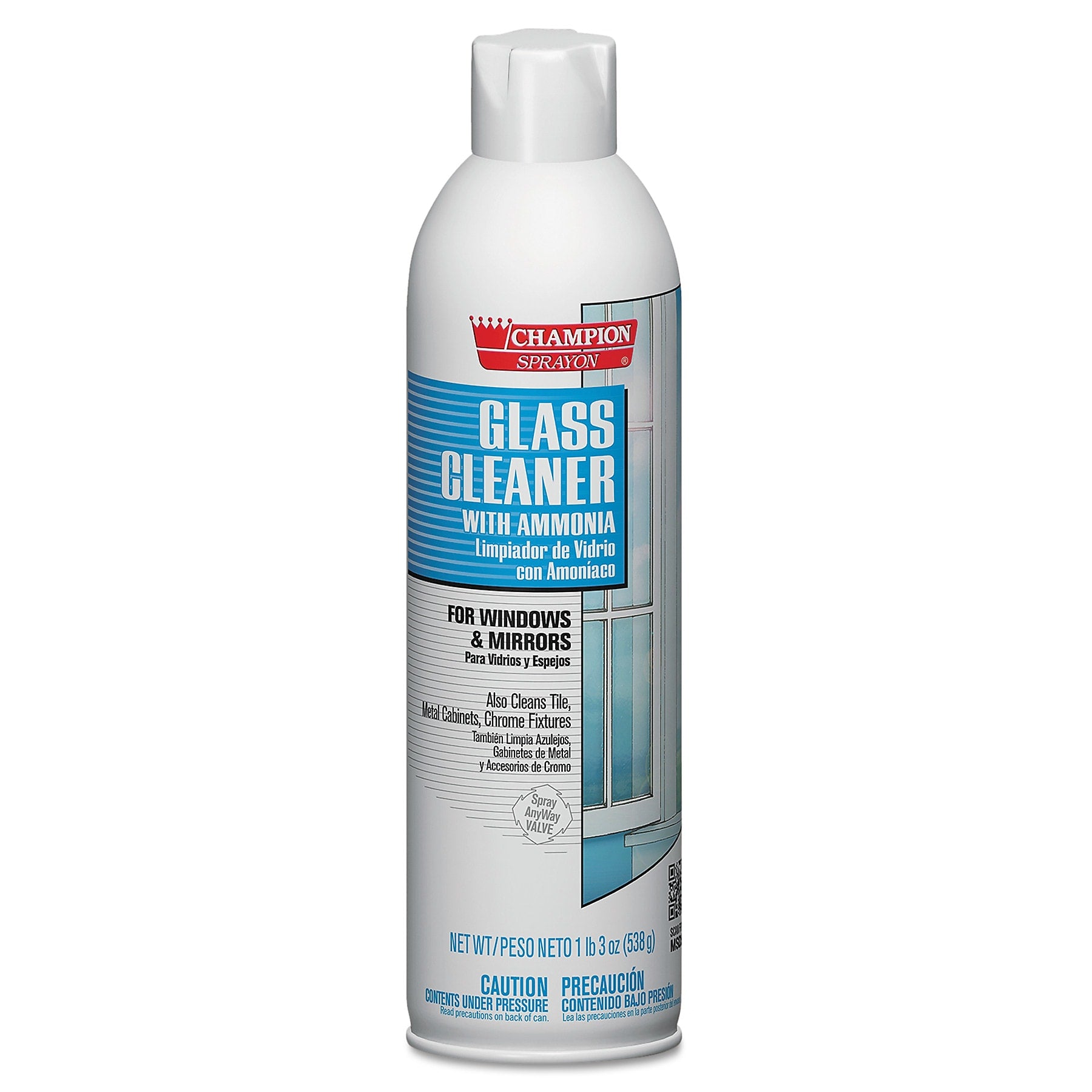 Chase Products Champion Sprayon Glass Cleaner with Ammonia, 19oz, Aerosol, 12/Carton (CHP5151)