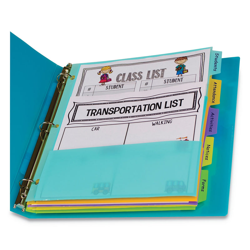 C-Line Index Dividers with Multi-Pockets, 5-Tab, 11.5 x 10, Assorted, 1 Set (CLI07650)