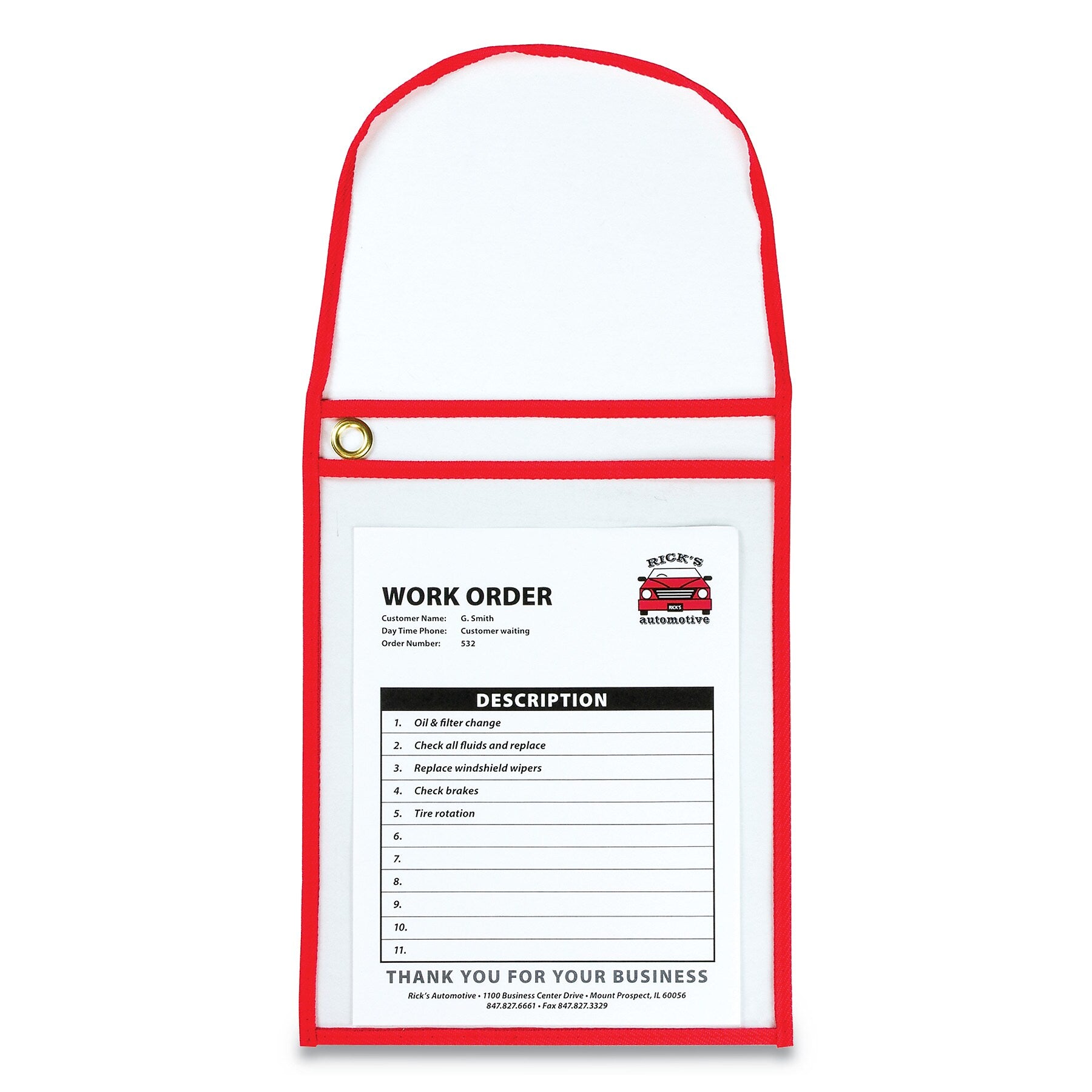 C-Line 1-Pocket Shop Ticket Holder w/Strap and Red Stitching, 75-Sheet, 9 x 12, 15/Box (CLI41924)