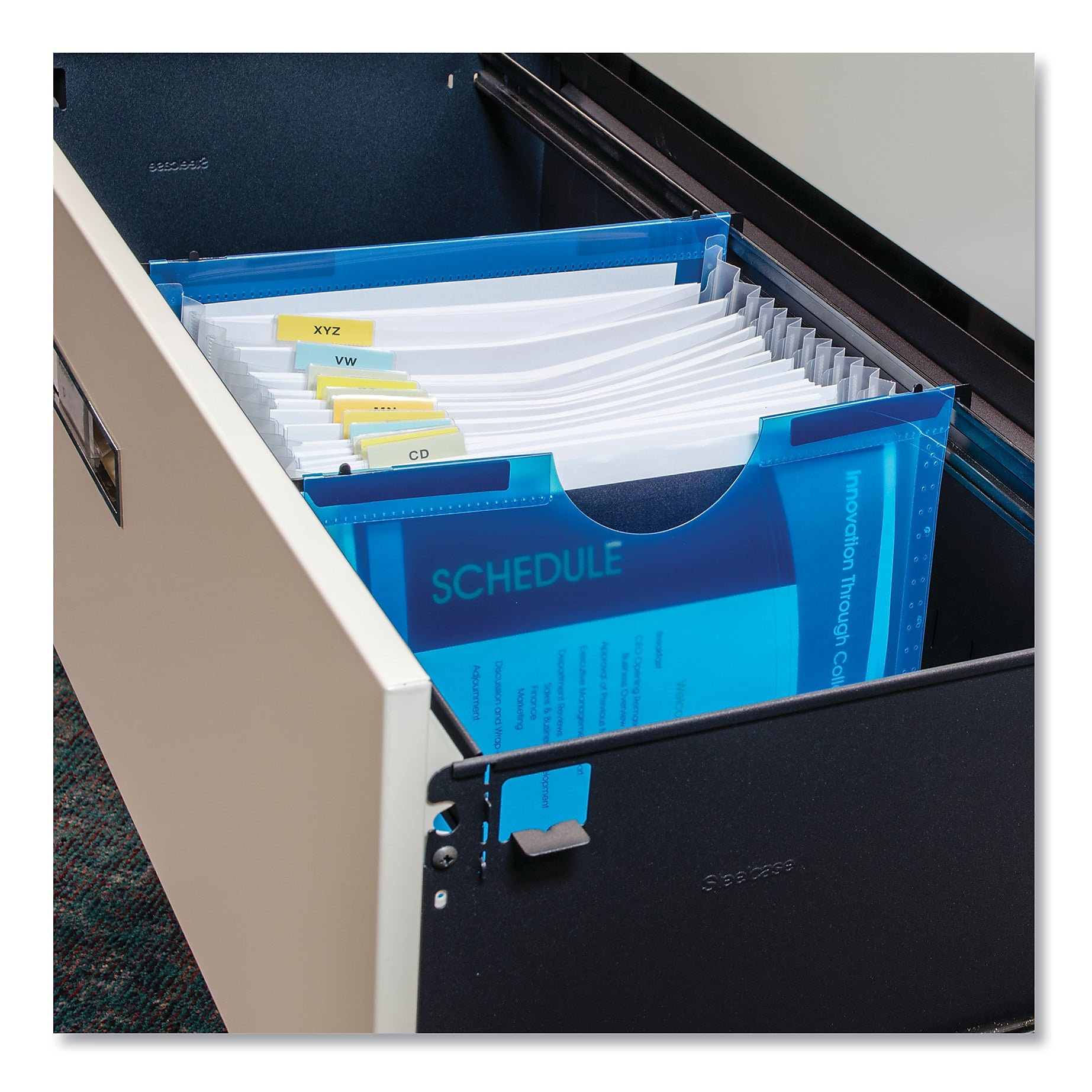 C-Line Expanding File w/ Hanging Tabs, 1" Expansion, 13 Sections, Letter Size, Blue (CLI58215)