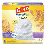 Glad OdorShield Tall Kitchen Drawstring Bags, 13 gal, 0.95 mil, 24" x 27.38", White, 80/Box (CLO78902BX)