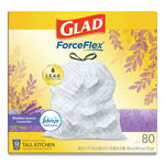 Glad OdorShield Tall Kitchen Drawstring Bags, 13 gal, 0.95 mil, 24" x 27.38", White, 80/Box (CLO78902BX)