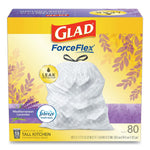 Glad OdorShield Tall Kitchen Drawstring Bags, 13 gal, 0.95 mil, 24" x 27.38", White, 80/Box (CLO78902BX)
