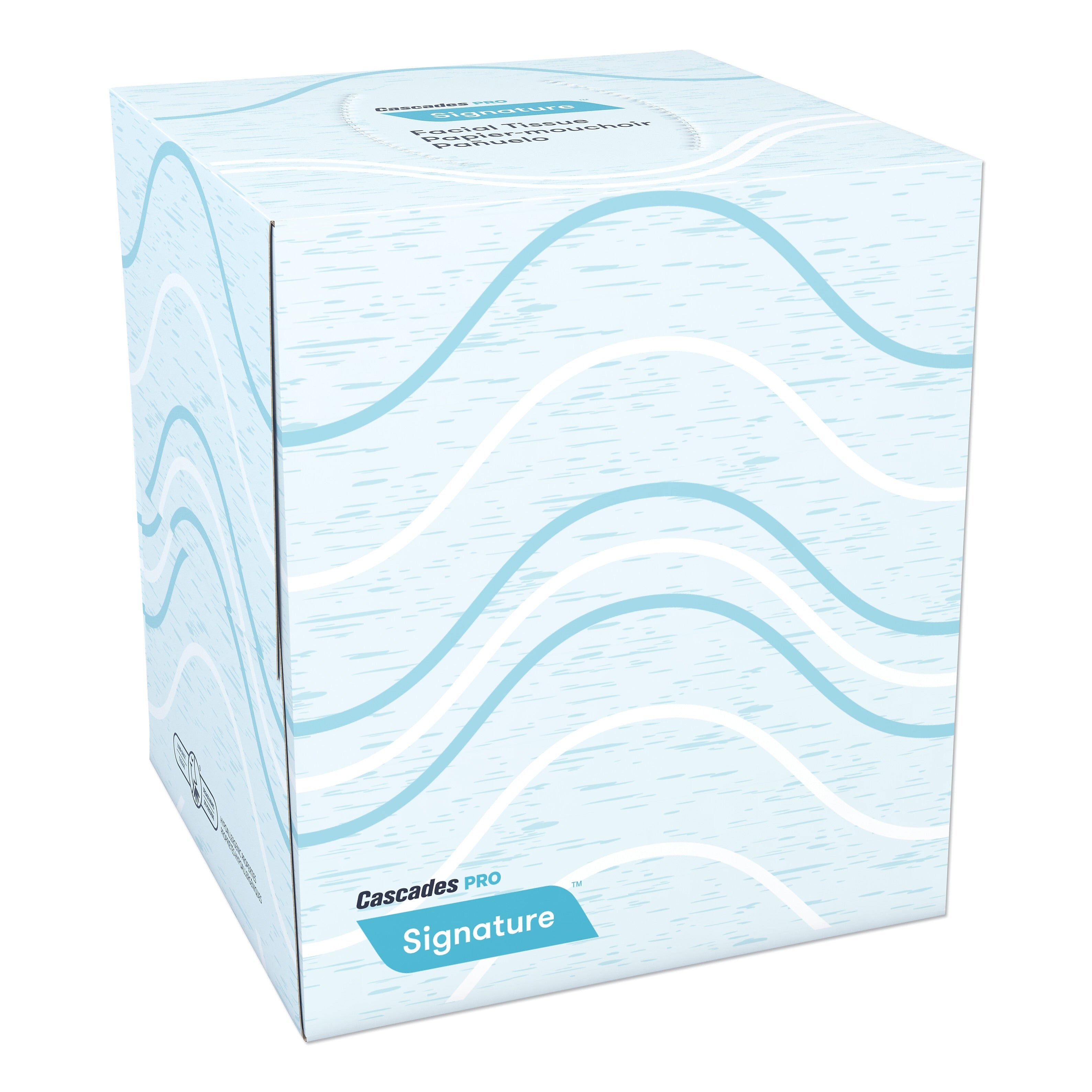 Cascades Signature Facial Tissue, 2-Ply, White, Cube, 90 Sheets/Box, 36 Boxes/Carton (CSDF710)
