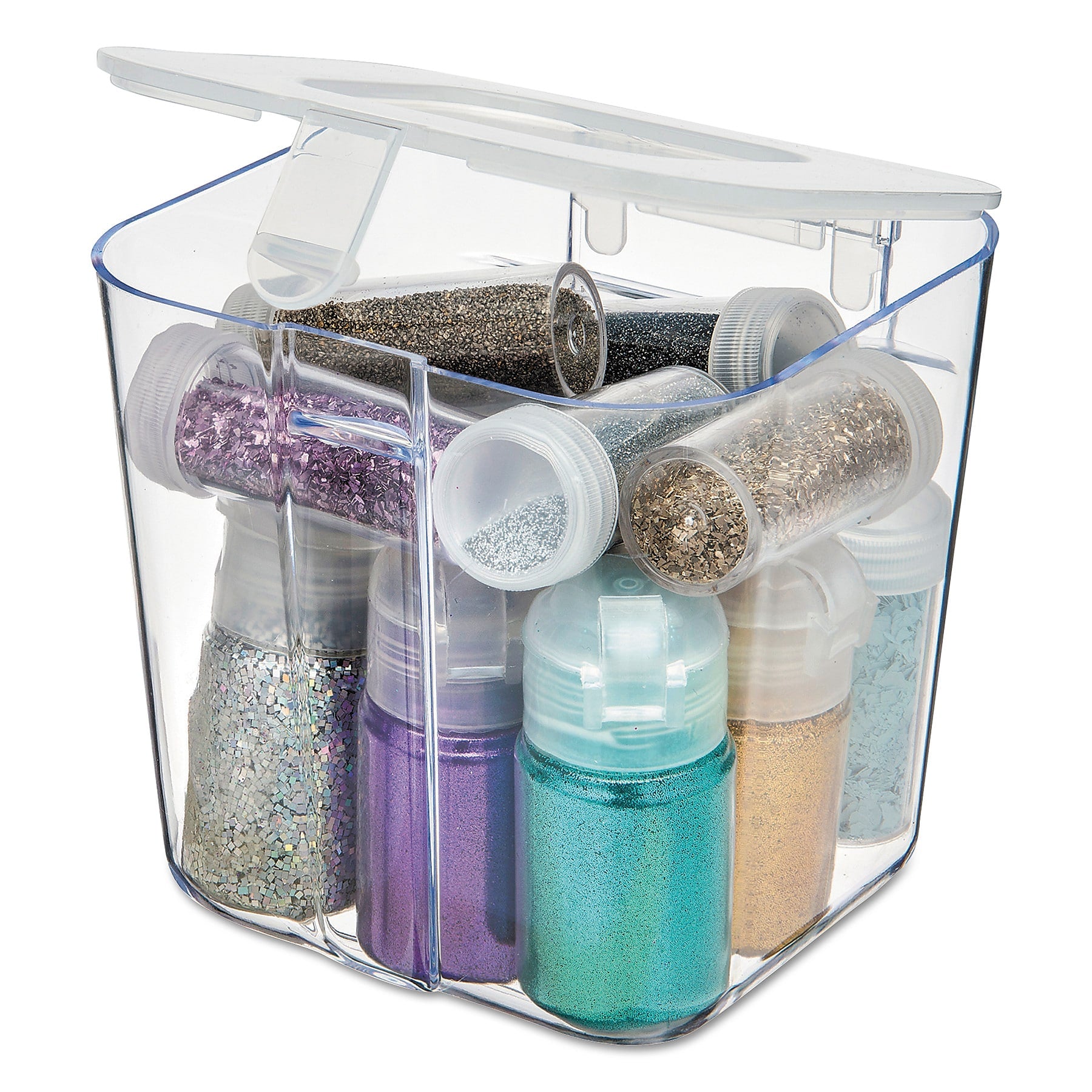 Deflect-O Stackable Caddy Organizer Containers, Small, Clear (DEF29101CR)