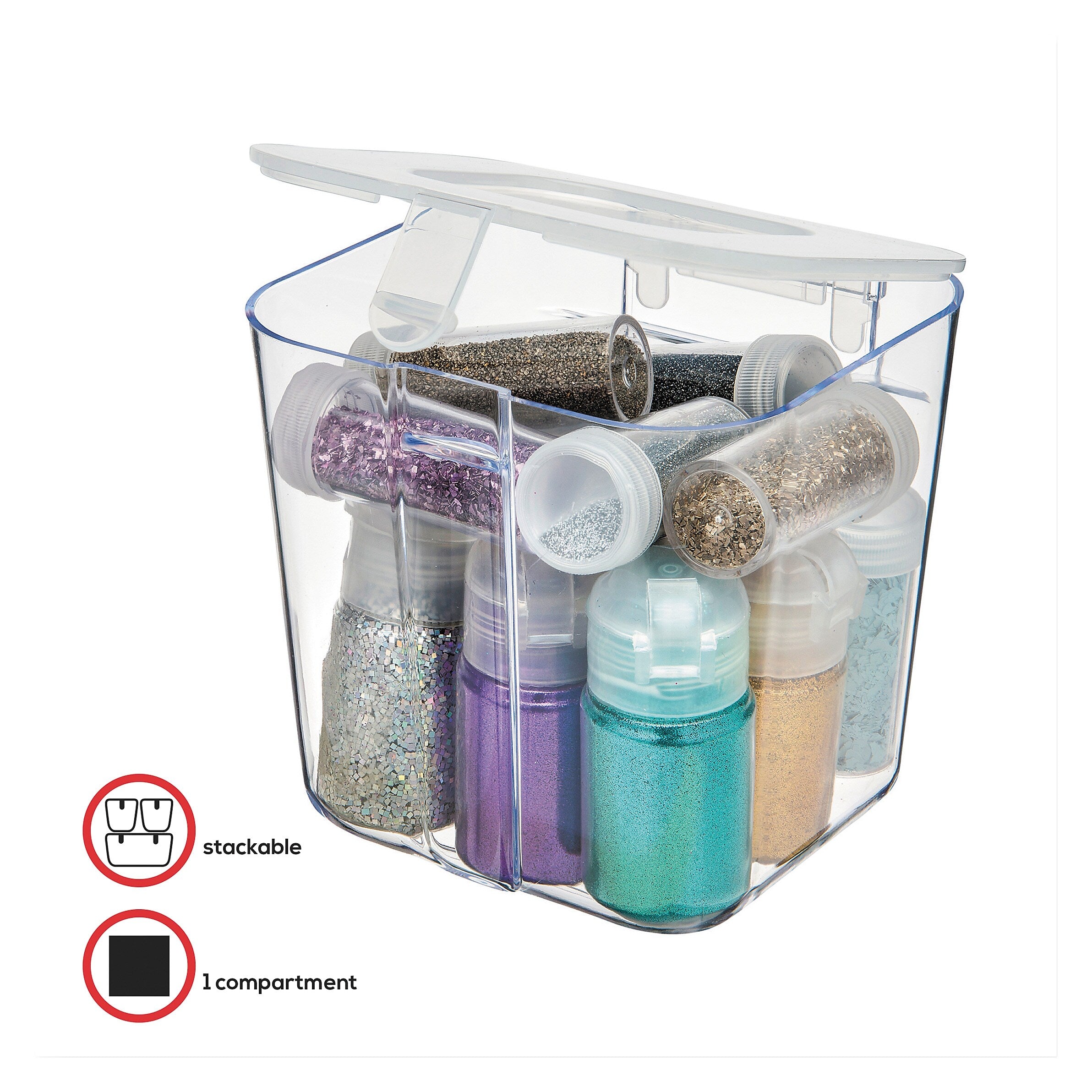Deflect-O Stackable Caddy Organizer Containers, Small, Clear (DEF29101CR)