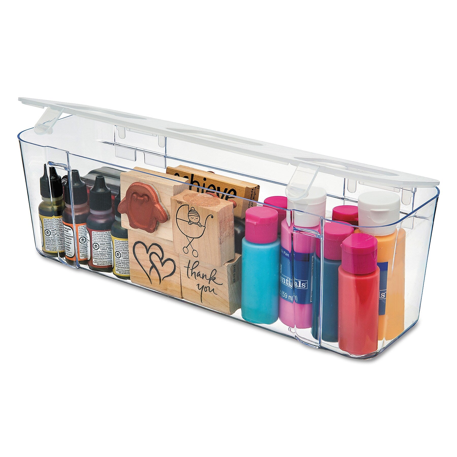 Deflect-O Stackable Containers, Large, Clear (DEF29301CR)