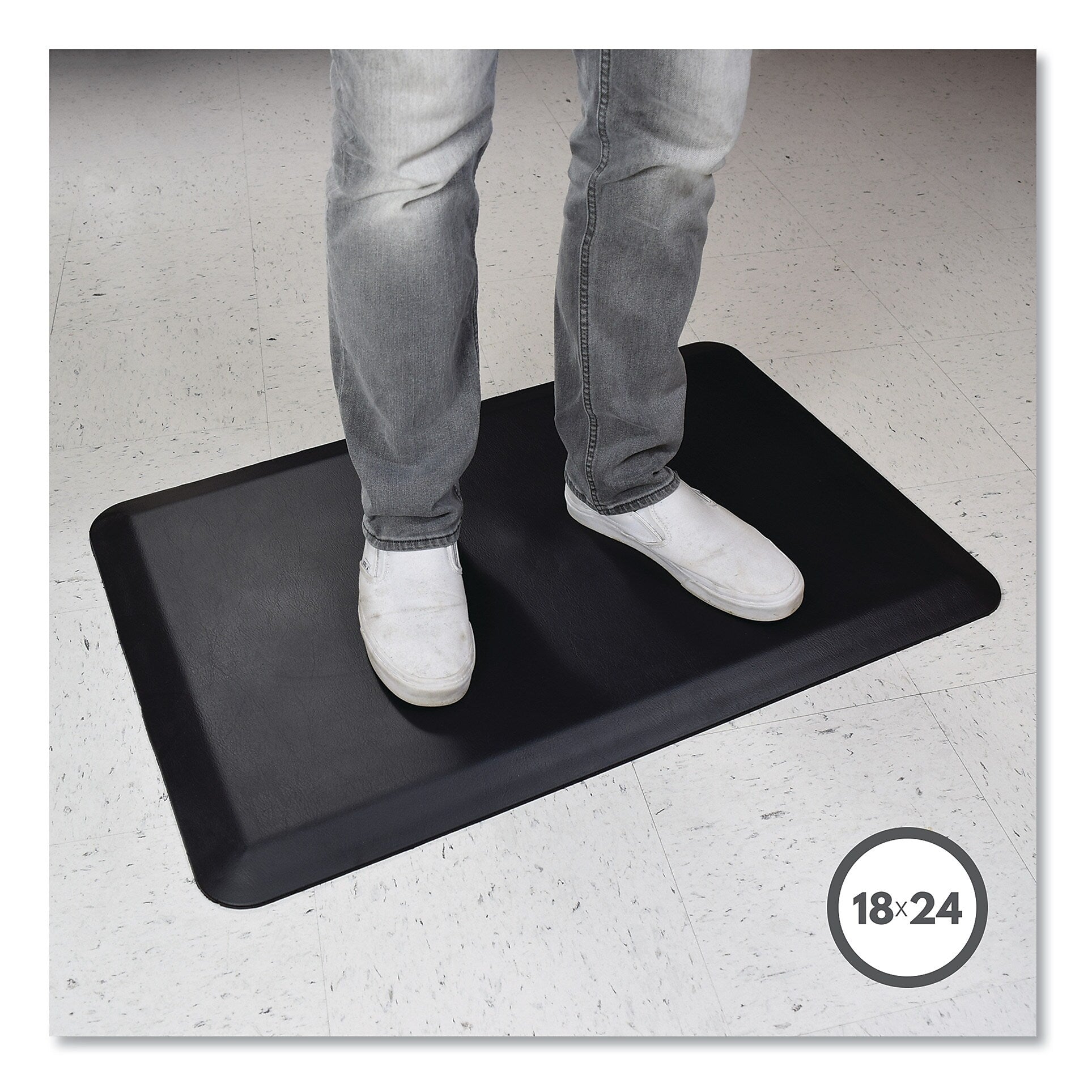 Deflect-O Anti-Fatigue Mat, 24" x 18", Black (DEFAFP1824)