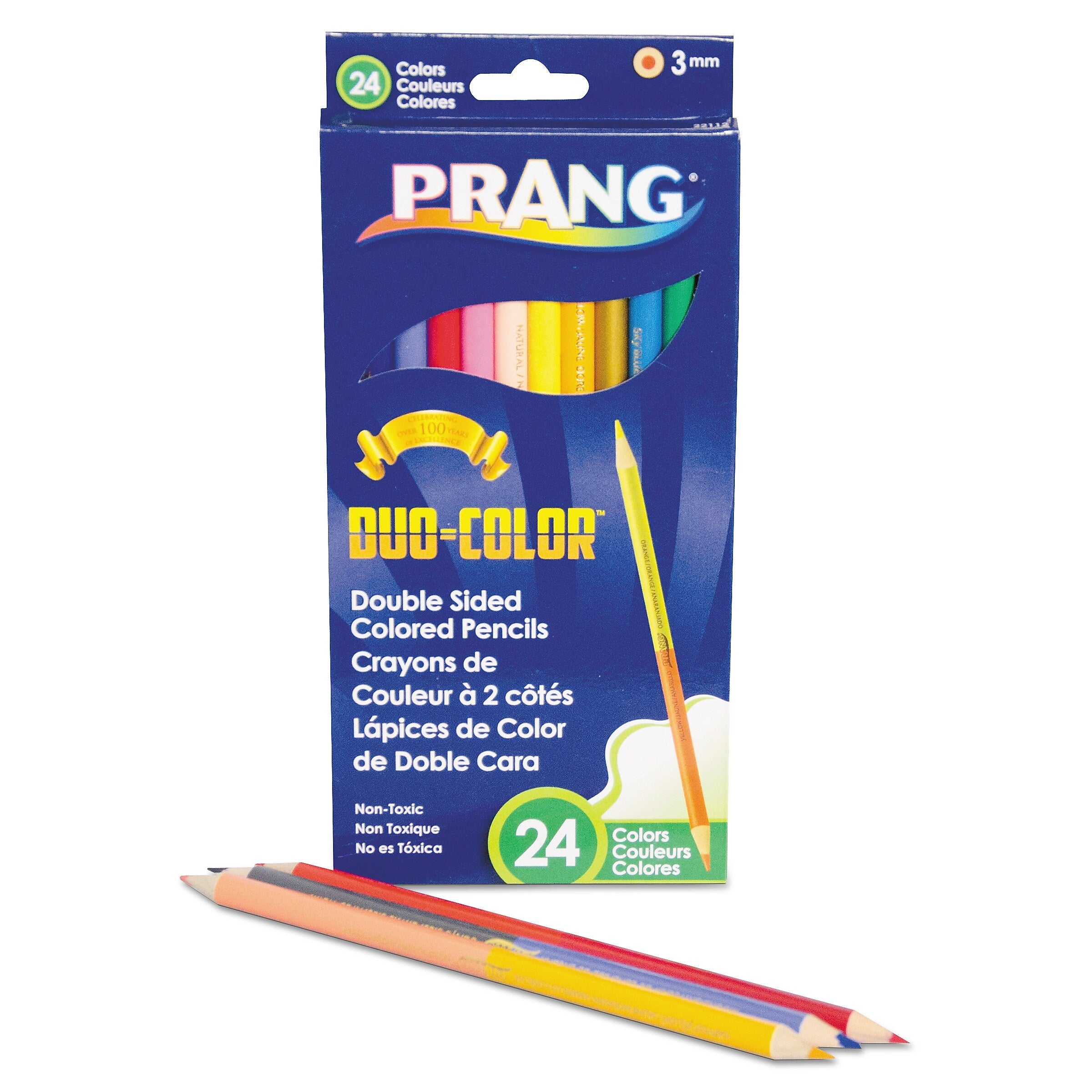 Prang Duo-Color Colored Pencil Sets, 3 mm, 2B (#1), Assorted Lead/Barrel Colors, Dozen (DIX22112)