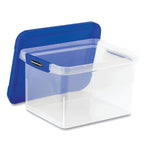 Bankers Box Heavy Duty Plastic File Storage, Letter/Legal Files, 14" x 17.38" x 10.5", Clear/Blue, 2/Pack (FEL0086202)