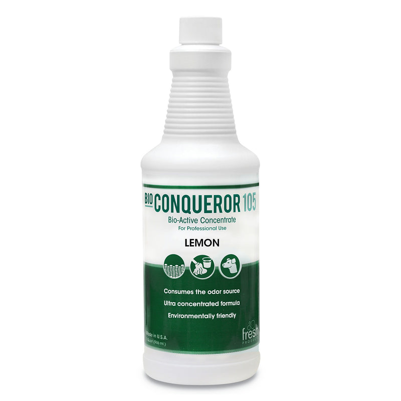 Fresh Products Bio Conqueror 105 Enzymatic Odor Counteractant Concentrate, Citrus, 32 oz, 12/Carton (FRS1232BWBCT)