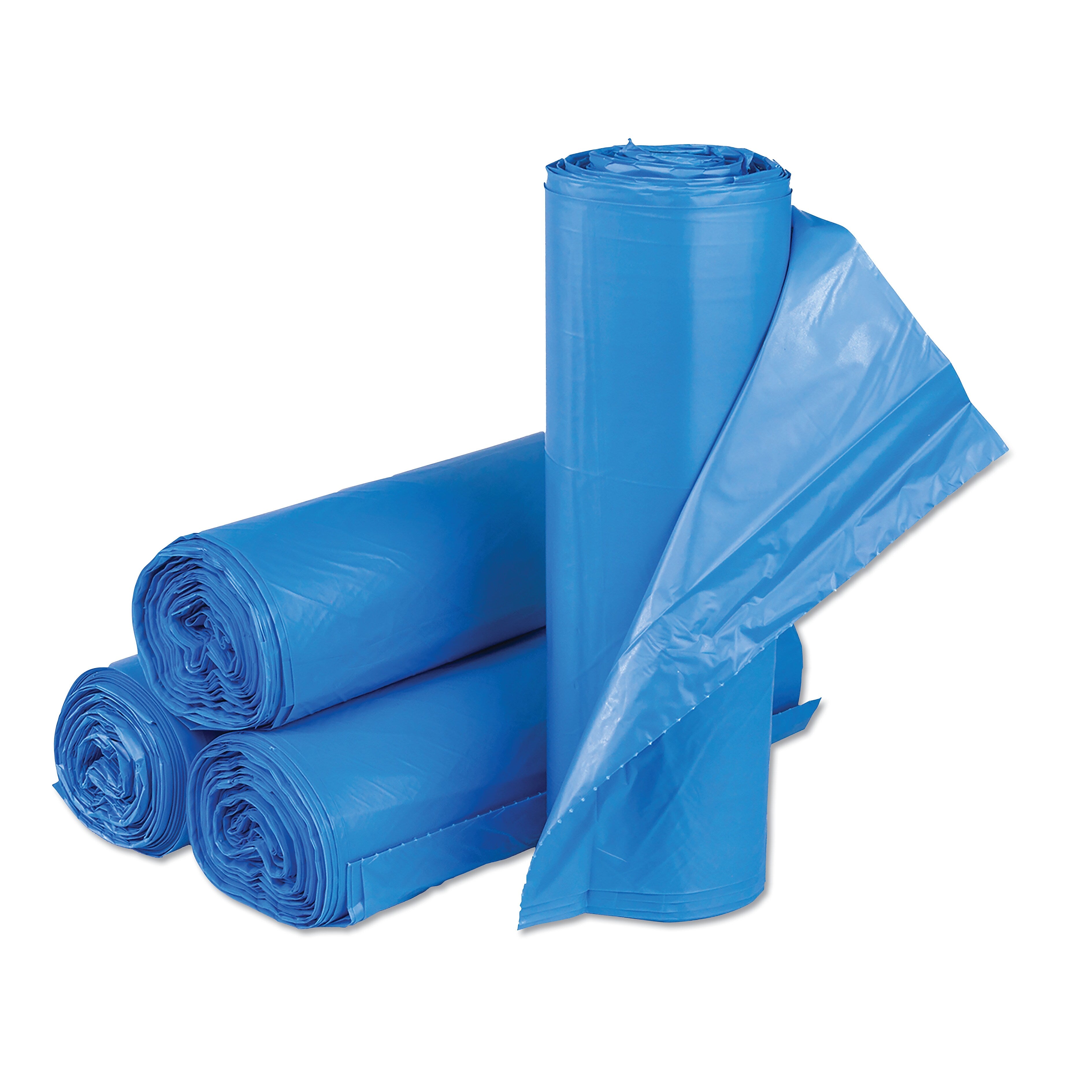 Inteplast High-Density Commercial Can Liners, 33 gal, 14 microns, 30" x 43", Blue, 250/Carton (IBSBRS304314BL)
