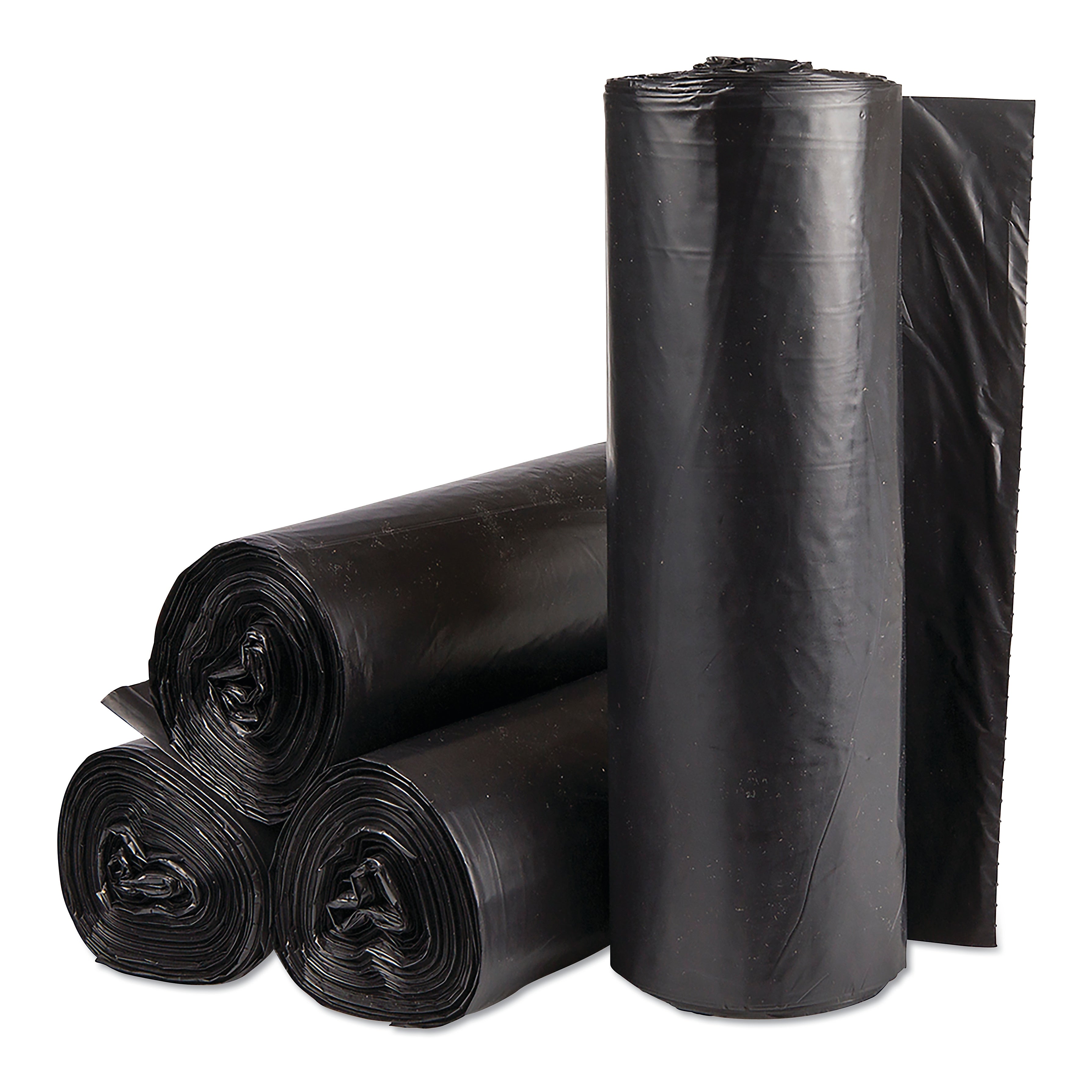 Inteplast Institutional Low-Density Can Liners, 30 gal, 30" x 36", Black, 25 Bags/Roll, 10 Rolls/Carton (IBSSL3036HVK)